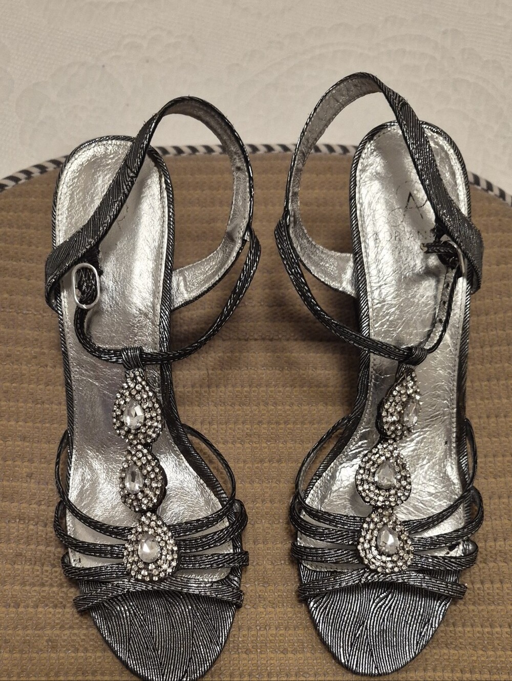 Adrianna Papell Glittering Silver Heels